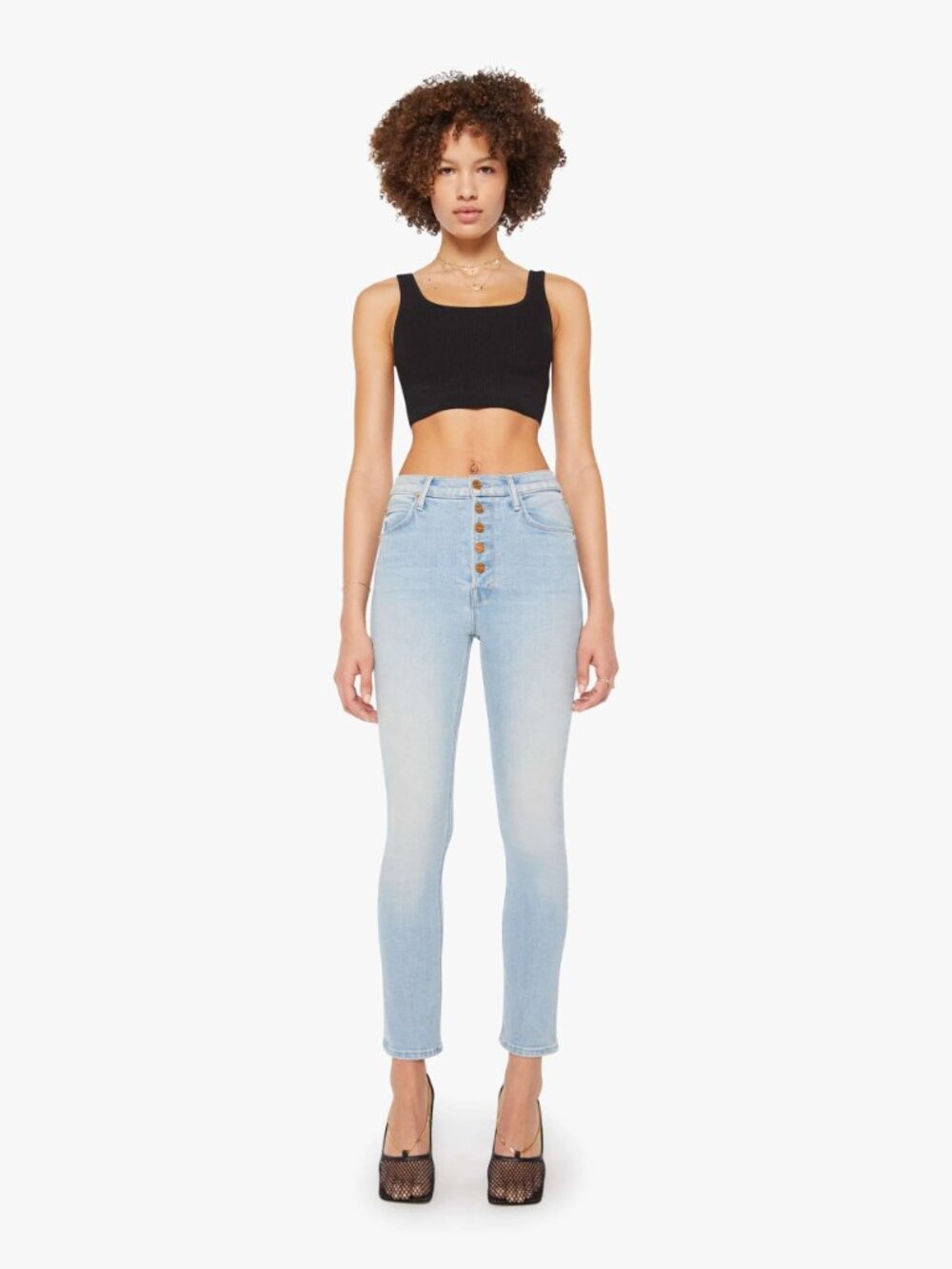 MOTHER The Pixie Hustler Ankle Jeans - Tarot Time Button Fly Cropped Fl